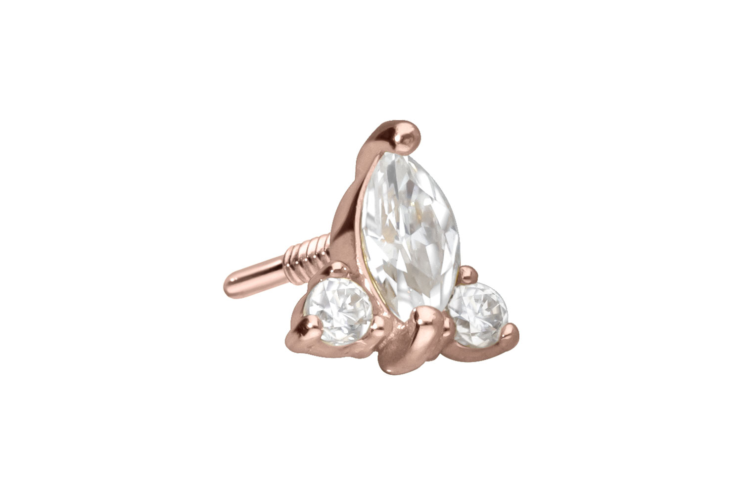 14 Karat Gold Schraubaufsatz mit Außengewinde MOISSANIT-BLUME von Piercingline